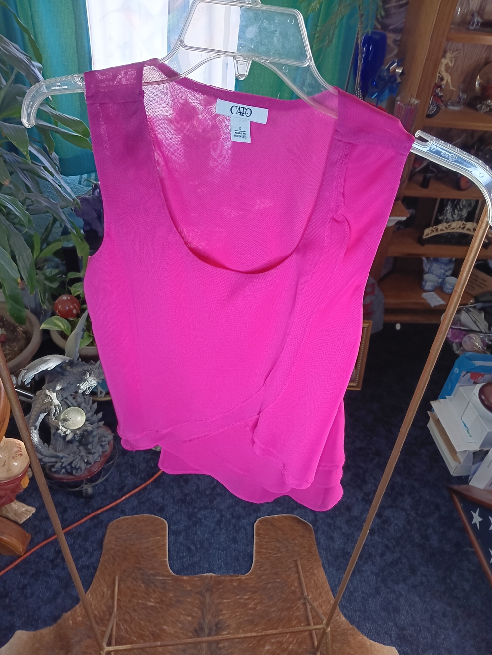 Cato Women's Bright Fuchsia Layered Chiffon Camisole